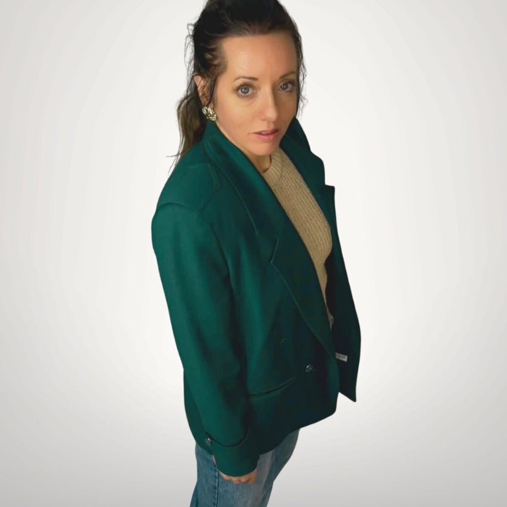 Vintage 90s Emerald Green Blazer Fashion Spirit Size 8